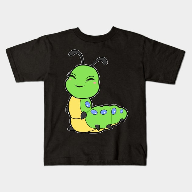 Cute Caterpillar Comic Kids T-Shirt by Imutobi